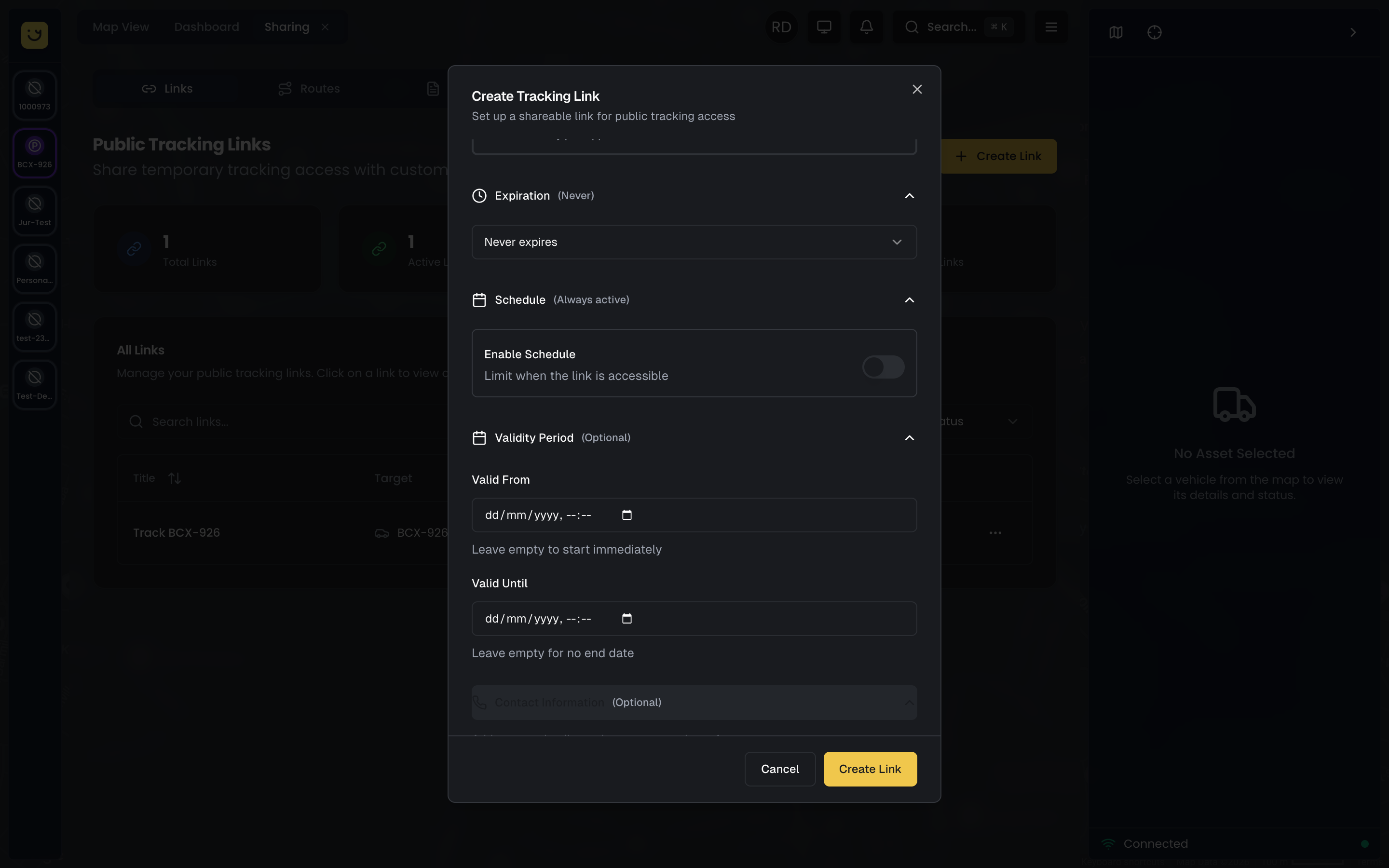 Schedule and Advanced Options