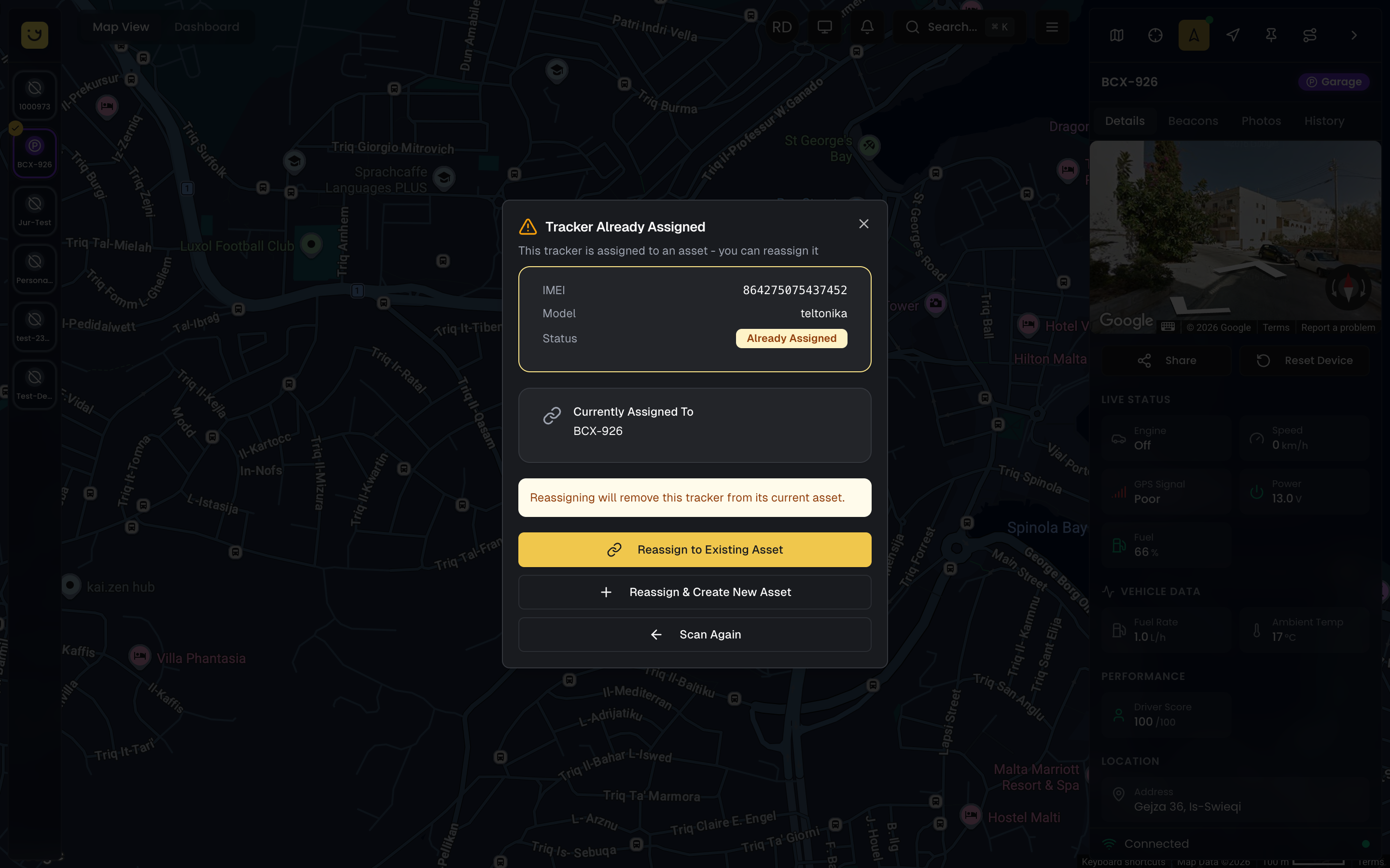 Tracker Already Assigned