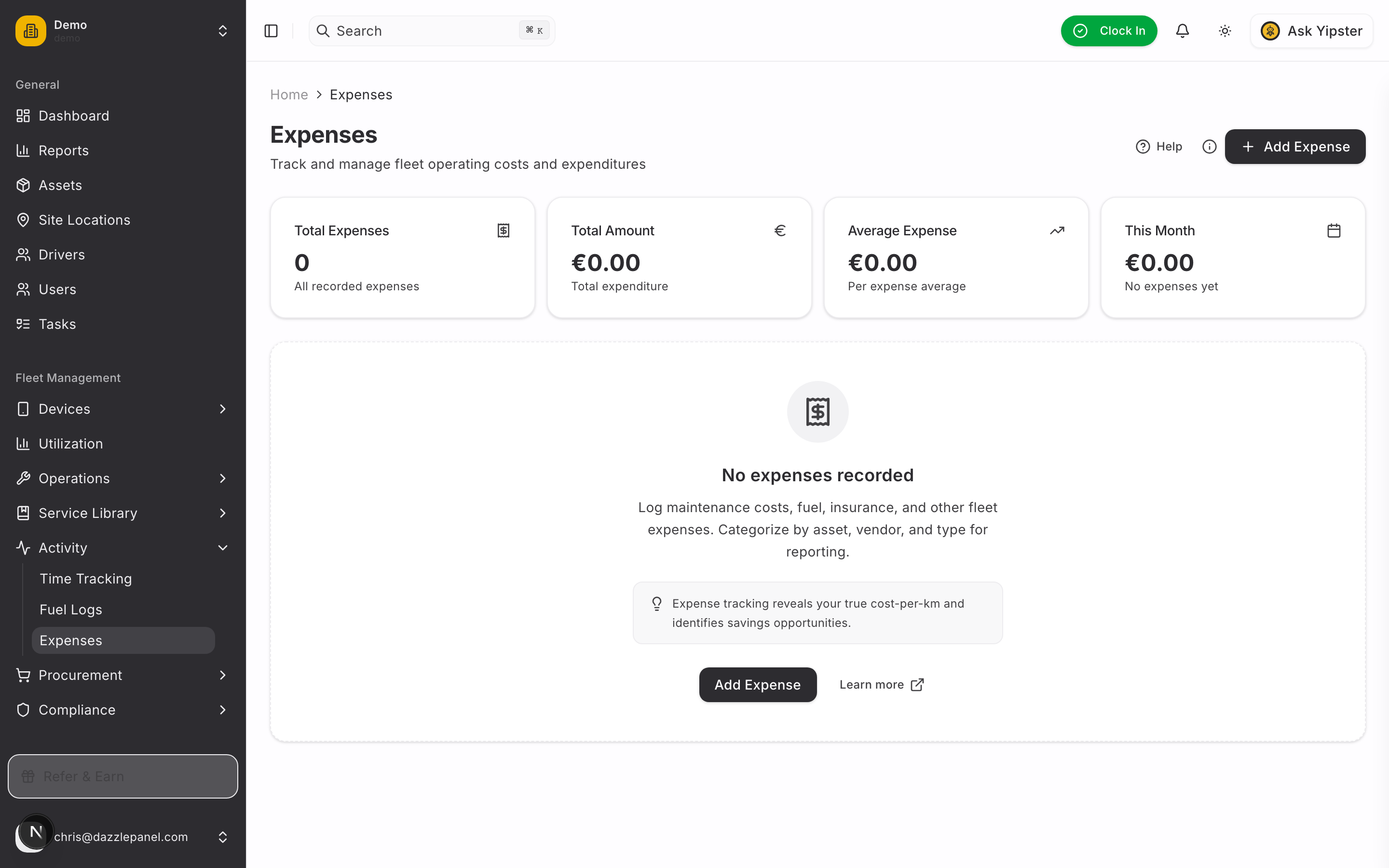 Expenses list - Desktop