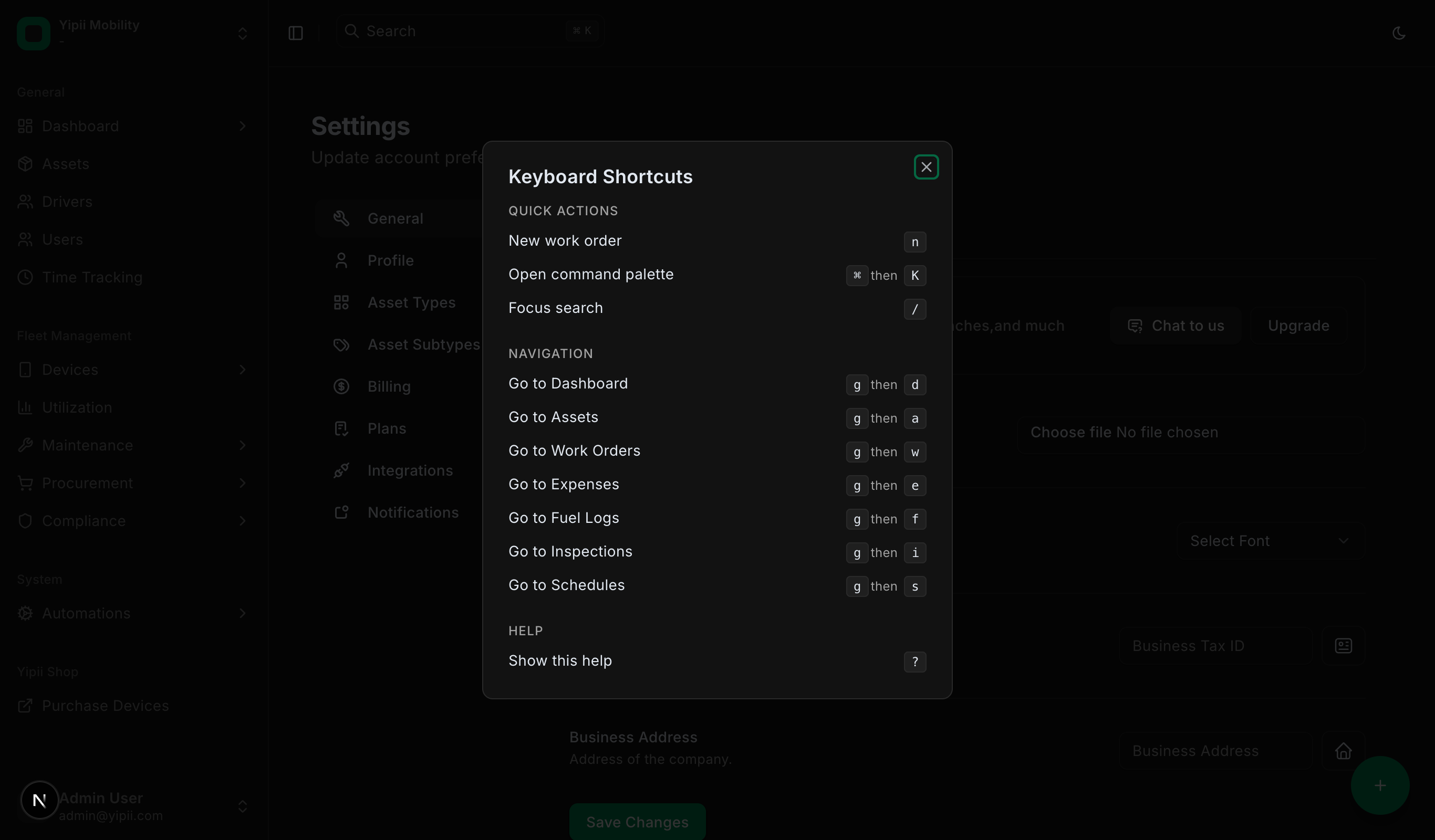 Keyboard shortcuts overlay